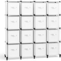 Songmics Cube Storage Unit With 16 Non-woven Fabric Cubes Cloud White