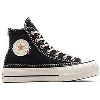 Converse all star lift hi stitch trainers in black & gold