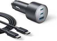 Car Charger, Anker 167.5W Max 3-Port Car Charger Adapter, USB-C Car Adapter for MacBook Pro/Air, iPhone 15/14 Series, Samsung S24/S23, iPad, AirPods, MP3 Player, and More (USB-C to C Cable Included)