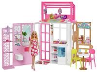 Barbie Dollhouse with Doll, 2 Levels & 4 Play Areas, Fully Furnished, 3 to 7 Year Olds