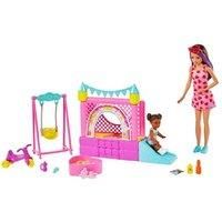 Barbie Skipper Babysitters Inc. Bounce House Playset with Skipper Babysitter Doll, Toddler Doll, Swing & Accessories, Toy for 3 Year Olds & Up