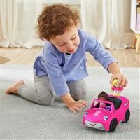 £Barbie Convertible by Fisher-Price Little People, push-along vehicle with sounds and 2 figures for toddler and preschool pretend play