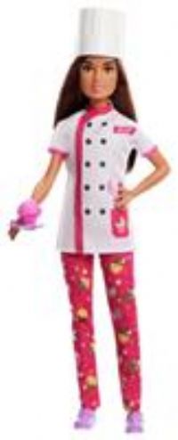 Barbie Doll & Accessories, Career Pastry Chef Doll with Hat, and Cake Slice, HKT67