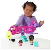 Fisher-Price Little People Barbie Toy Airplane for Toddlers with Lights Music and Folding Stairs, Little Dream Plane, 4 Play Pieces, Multi-Language Version, HRC38