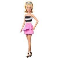 Barbie Fashionistas Doll #213, Blonde with Striped Top, Pink Skirt & Sunglasses, 65th Anniversary Collectible Fashion Doll, HRH11