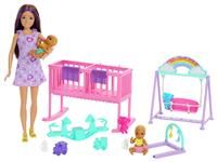 Barbie Skipper Doll & Nursery Playset with Accessories, Includes Twin Baby Dolls, 1 Crib, 1 Swing, 1 See-Saw & More, HXM99