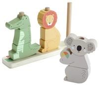 Fisher-Price Baby & Toddler Toy Wooden Stack & Sort Animals, 10 Wood Pieces for Developmental Play Ages 1+ Years, HXV04