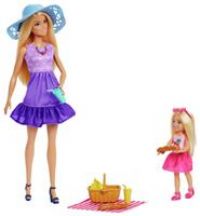 Barbie Family & Friends Dolls & Accessories Playset, Picnic-Themed Playset with Fashion & Small Dolls, Plus 9 Pieces Including Food, JBF43