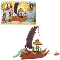 Mattel Disney Moana 2 Toys, Moana’s Adventure Canoe Playset with Floating Canoe, Moana Small Doll, 1 Character Friend, 6 Play Areas & 10 Accessories, JBT54