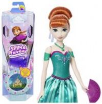 Mattel Disney Frozen Anna Fashion Doll Set, Spin & Reveal with 11 Surprises Including 5 Accessories, 5 Stickers & Play Scene, Inspired by Disney Movie, JBG60