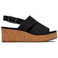 Toms Claudine Wedge Sandals Womens Ladies Vegan Slingback Sandals Black Size 4-8