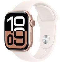 Apple Watch Series 10 GPS 42 mm Smartwatch with Rose Gold Aluminium Case with Light Blush Sport Band - S/M. Fitness Tracker, ECG App, Always-On Retina Display, Water Resistant