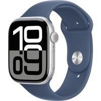 Apple Watch Series 10 GPS 46 mm Smartwatch with Silver Aluminium Case with Denim Sport Band - M/L. Fitness Tracker, ECG App, Always-On Retina Display, Water Resistant