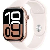 Apple Watch Series 10 GPS 46 mm Smartwatch with Rose Gold Aluminium Case with Light Blush Sport Band - M/L. Fitness Tracker, ECG App, Always-On Retina Display, Water Resistant