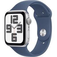 Apple Watch SE (2nd Gen) GPS 44mm Smartwatch with Silver Aluminium Case with Denim Sport Band - M/L. Fitness and Sleep Trackers, Crash Detection, Heart Rate Monitor, Retina Display