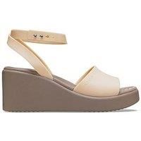 Crocs Women/'s Brooklyn Ankle Strap Wedge Sandal, Shitake, 7 UK