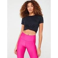 Under Armour Womens Training Motion Crossover Crop Top - Black/White