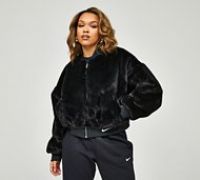 Nike Womens Faux Fur Bomber Jacket - Black - Size L