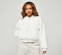 Nike Womens Faux Fur Bomber Jacket - White - Size S