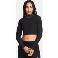 Nike Sportswear Phoenix Plush Women's Slim Mock-Neck Long-Sleeve Cropped Cosy Fleece Top - Black - Polyester/Rayon