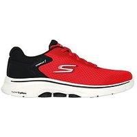 Skechers Mens Go Walk 7 Construct Trainers, Red and Black Textile Synthetic, 10 UK