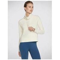 Skechers Goluxe Rib Mock Neck Sweatshirt - Egret - Off White