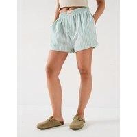 Free People Day To Day Striped Boxer Shorts - Green