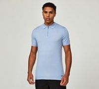 Belier Short Sleeved Quarter Zip Knit Polo Shirt - Blue - Size L