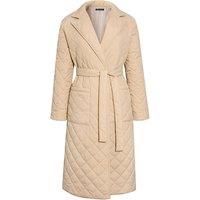 Women'S Long Padded Knee-Length Winter Coat - Beige Or Green