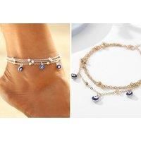 Boho Layered Evil Eye Anklet - Gold Or Silver