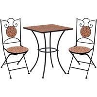 3 Piece Mosaic Bistro Set Ceramic Tile Terracotta