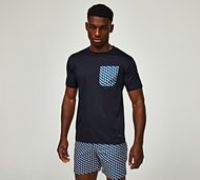 Belier Illusion Print Pocket T-Shirt - Navy - Size XS