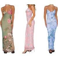 Women'S Summer Spaghetti Bodycon Maxi Dress In 3 Sizes And 3 Colours - Pink