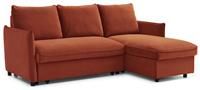 Kyoto Ruben Velvet Corner Sofa Bed - Burnt Orange