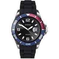 Sekonda Men'S Black Silicone Strap With Black Dial Watch