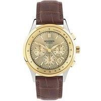 Sekonda Mens Brown Leather Strap Chronograph Watch