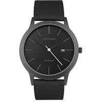 Sekonda Mens Black Leather Strap Analogue Watch