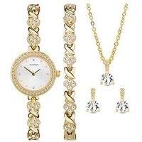 Sekonda Womens Gold Alloy Bracelet Watch With Silver Dial Gift Set