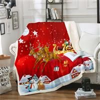 Christmas Fleece Throw Blanket Santa Claus Deer Xmas Couch,King 87x94