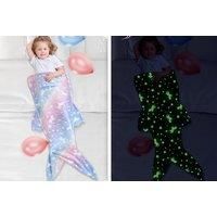 Kids Glow In The Dark Mermaid Tail Blanket In 2 Options - Black