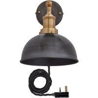 Brooklyn Dome Wall Light, 8 Inch, Pewter, Brass Holder With Plug