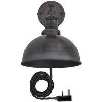 Brooklyn Dome Wall Light, 8 Inch, Pewter, Pewter Holder With Plug