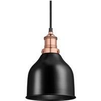 Brooklyn Cone Pendant, 7 Inch, Black, Copper Holder