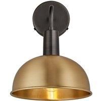 Sleek Dome Wall Light, 8 Inch, Brass, Pewter Holder