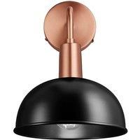 Sleek Dome Wall Light, 8 Inch, Black, Copper Holder