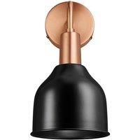 Sleek Cone Wall Light, 7 Inch, Black, Copper Holder