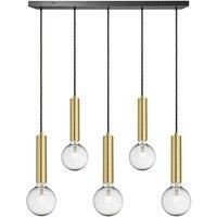 Sleek Cylinder 5 Wire Cluster Lights, Brass