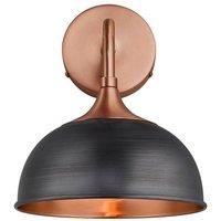 Chelsea Dome Wall Light, 8 Inch, Pewter & Copper, Copper Holder