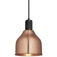 Knurled Cone Pendant Light, 7 Inch, Copper, Black Holder