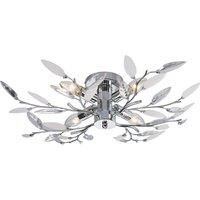 Modern Birch Semi Flush Ceiling Light with Clear & White Leaves by Happy Home...